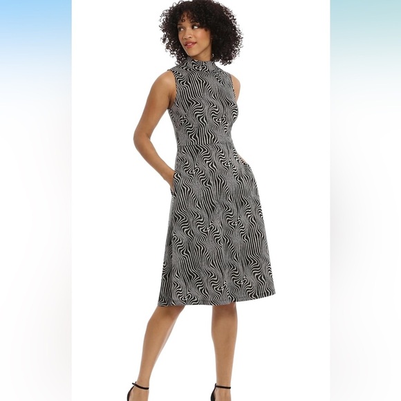 Maggy London Mock Neck Midi Dress - Picture 1 of 9